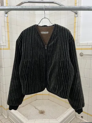 1980s Armani Thick Corduroy Cardigan Jacket with Fleece Lining - Size L