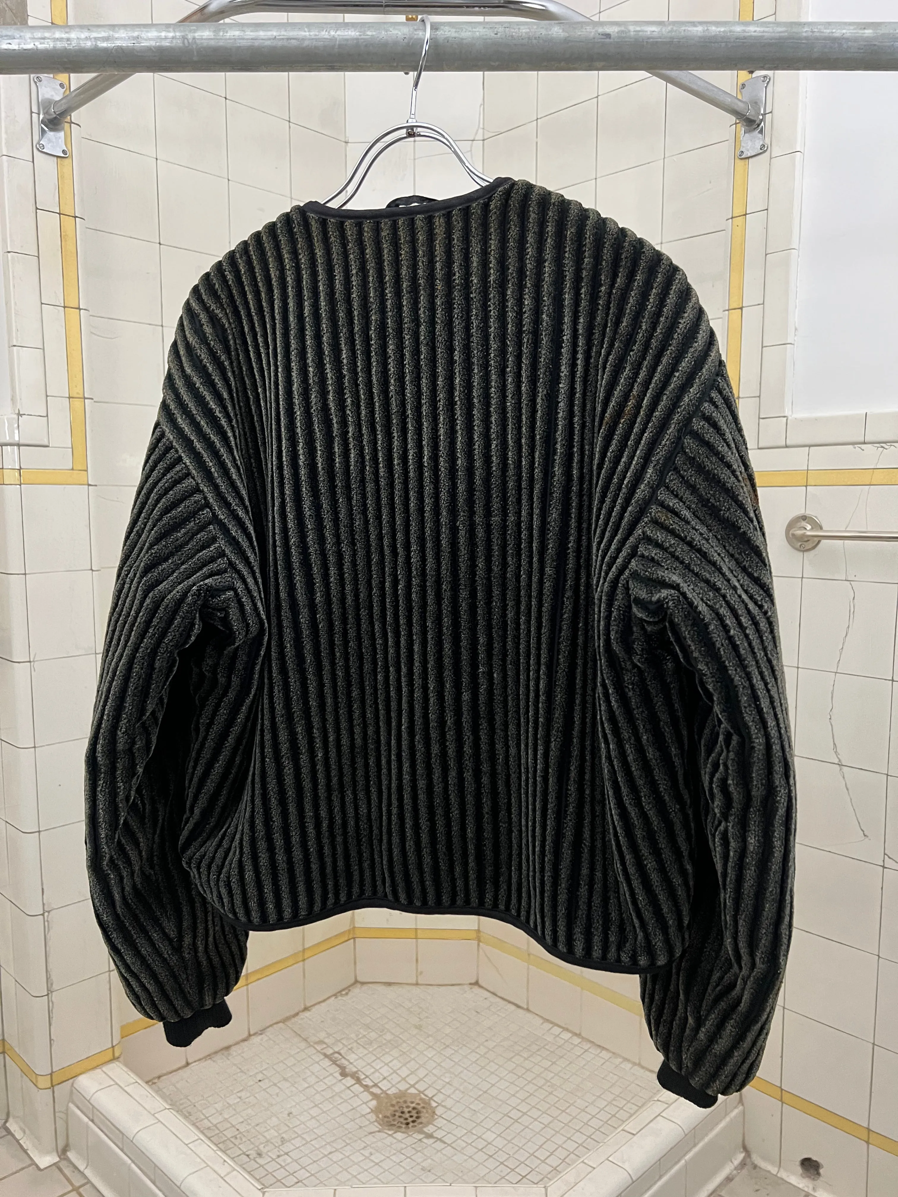 1980s Armani Thick Corduroy Cardigan Jacket with Fleece Lining - Size L