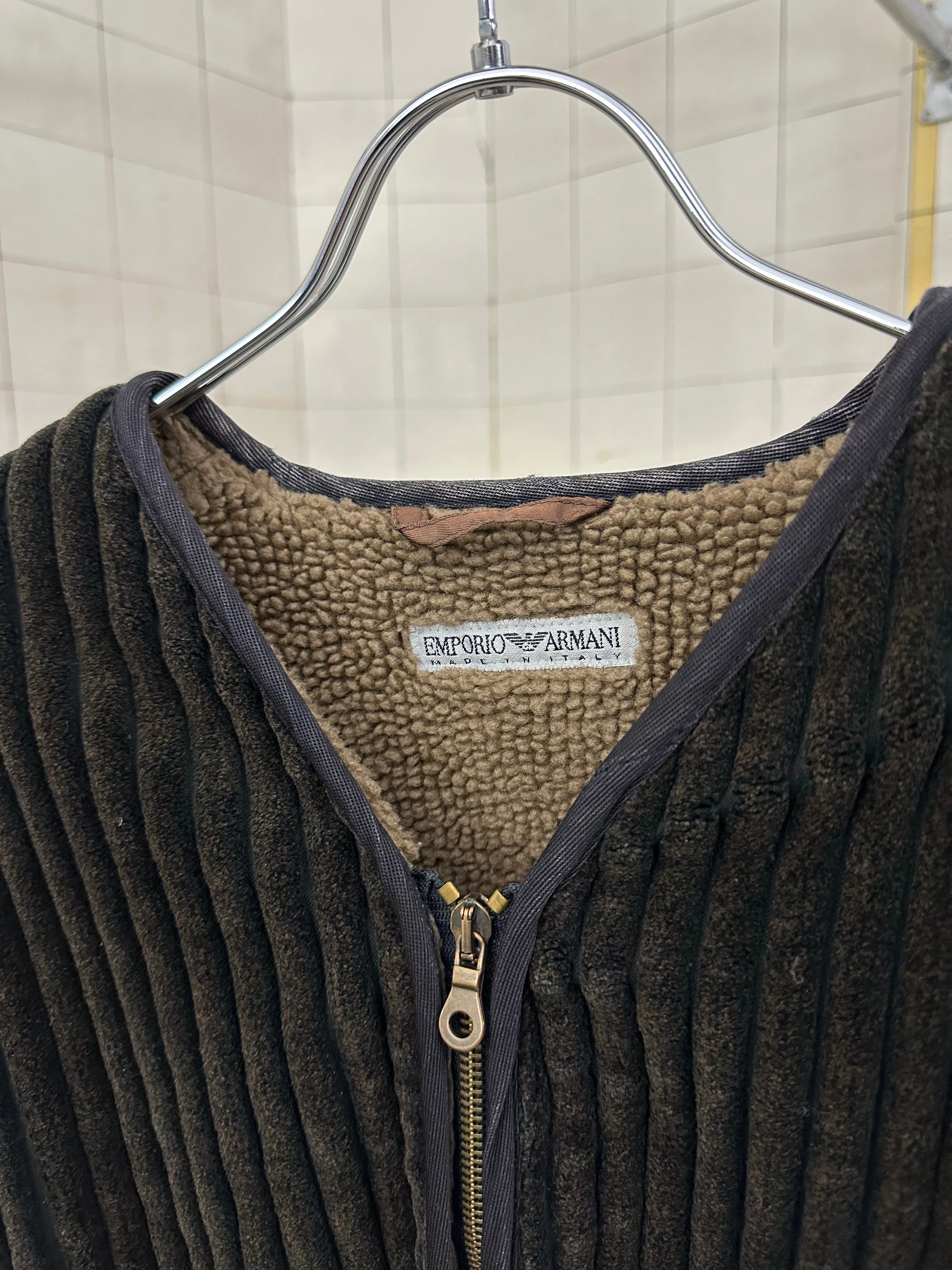 1980s Armani Thick Corduroy Jacket with Fleece Lining - Size M