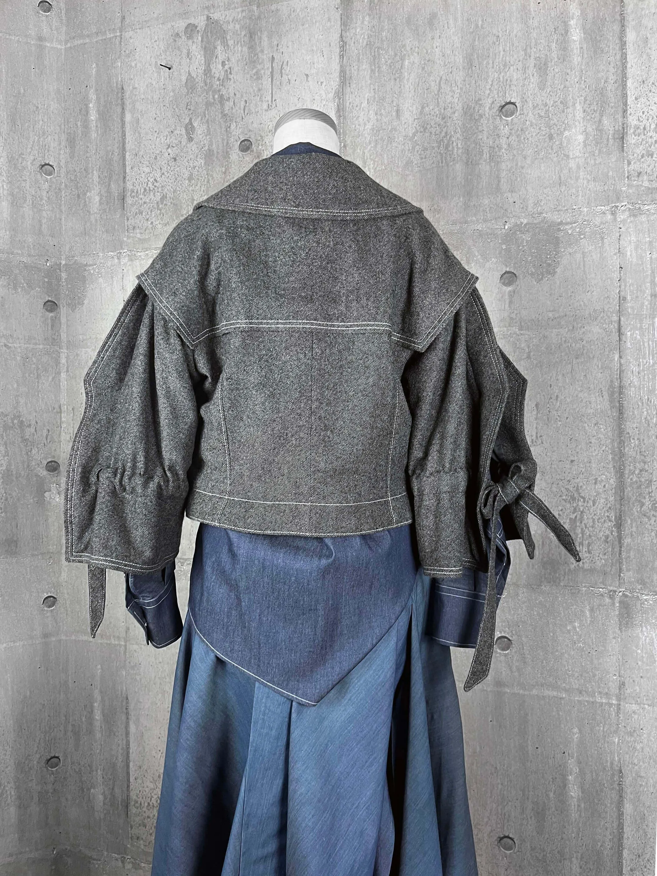 Architectural Origami Wool Jacket  Grey with Square Sleeves