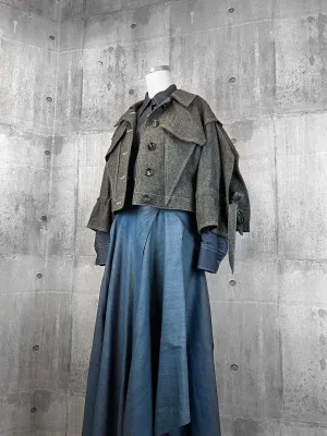 Architectural Origami Wool Jacket  Grey with Square Sleeves