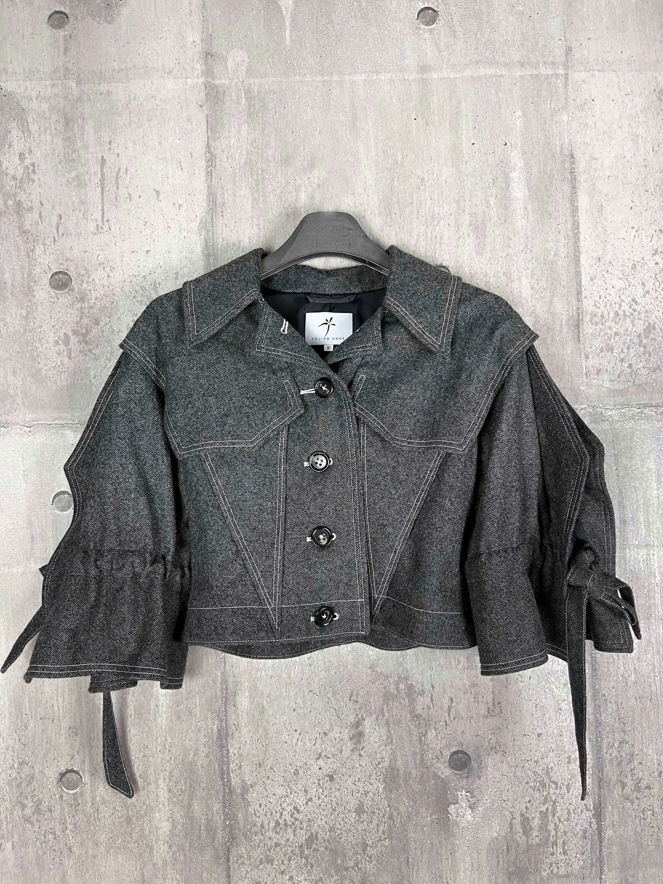 Architectural Origami Wool Jacket  Grey with Square Sleeves