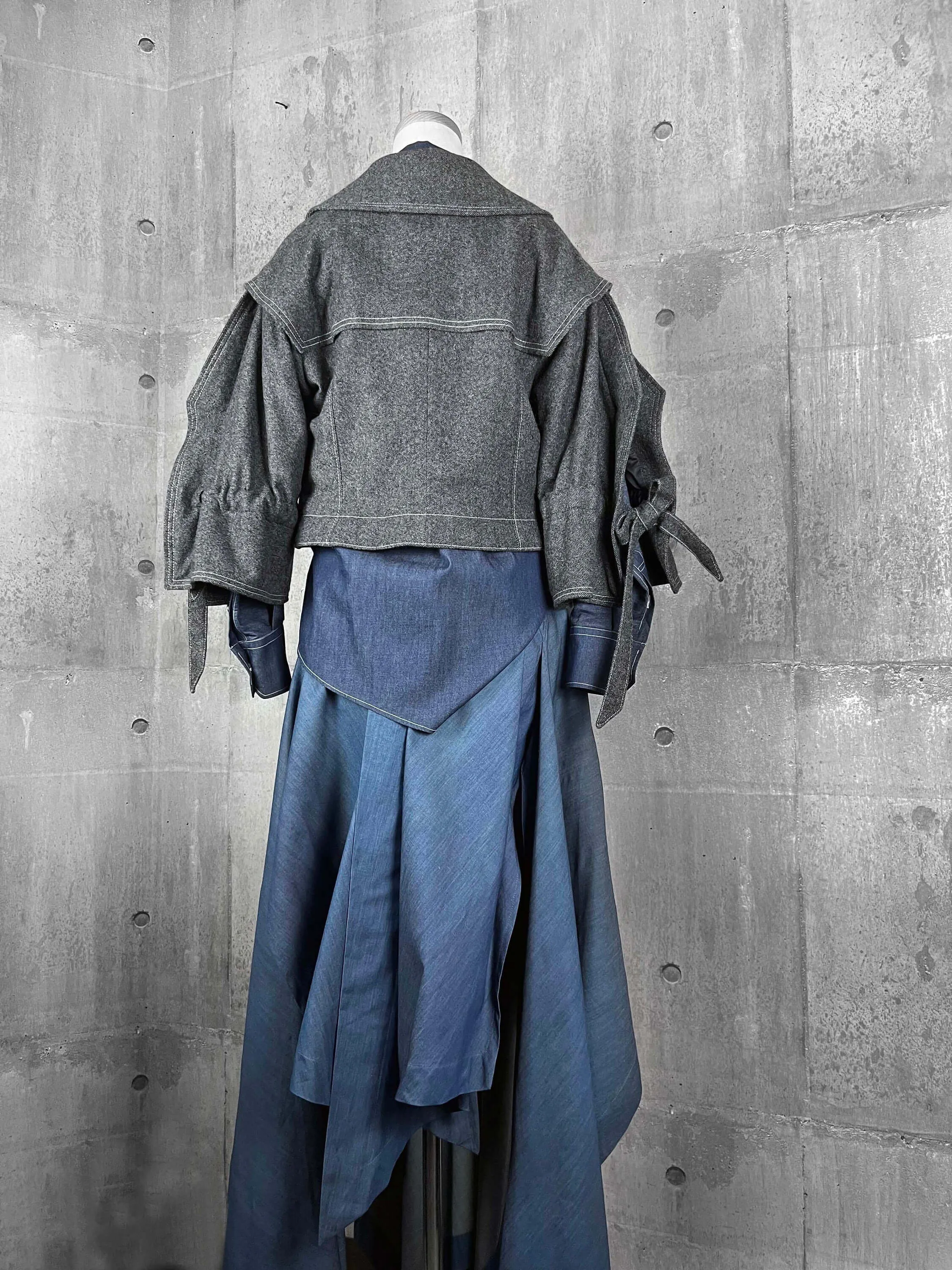 Architectural Origami Wool Jacket  Grey with Square Sleeves