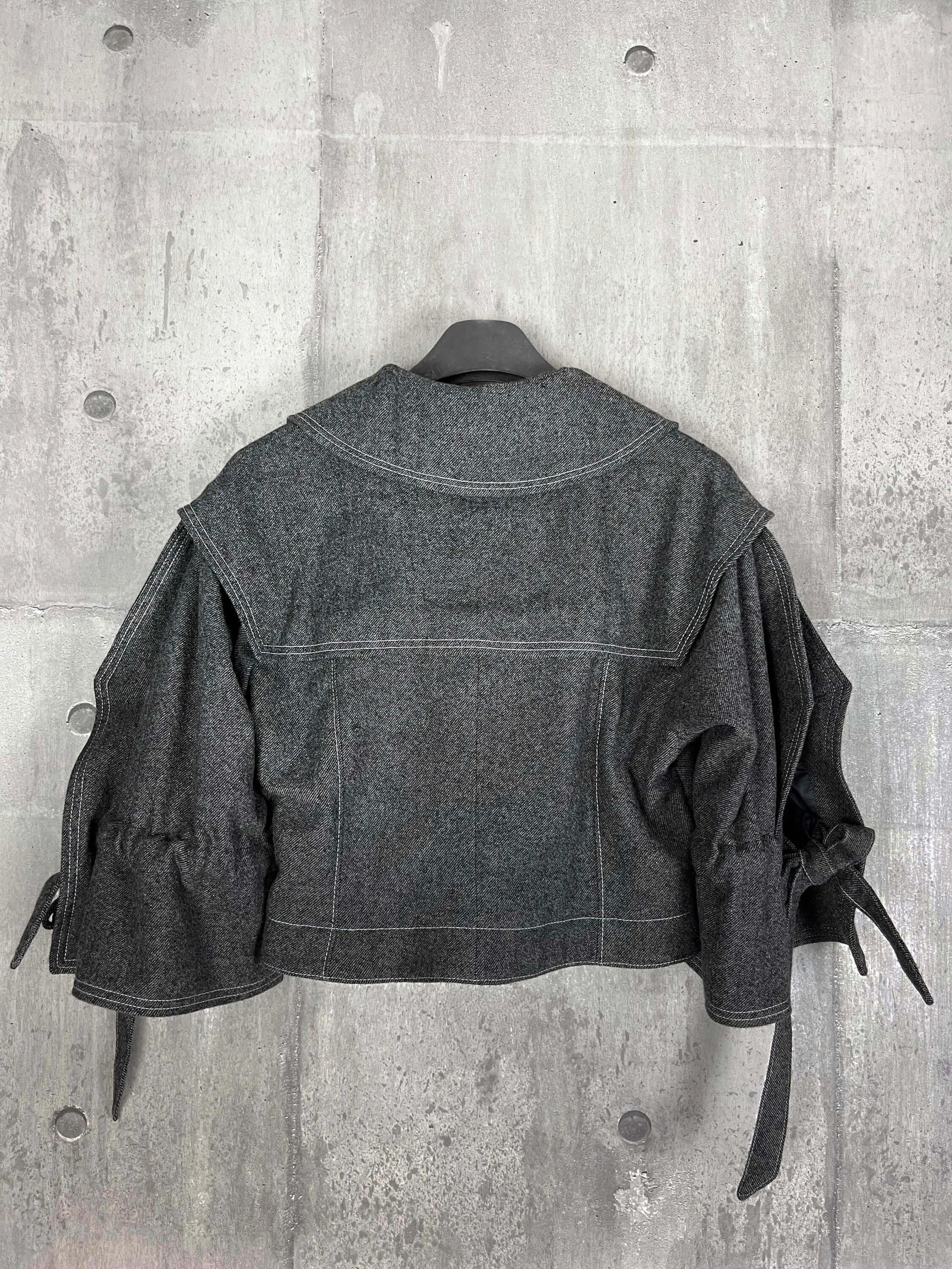 Architectural Origami Wool Jacket  Grey with Square Sleeves