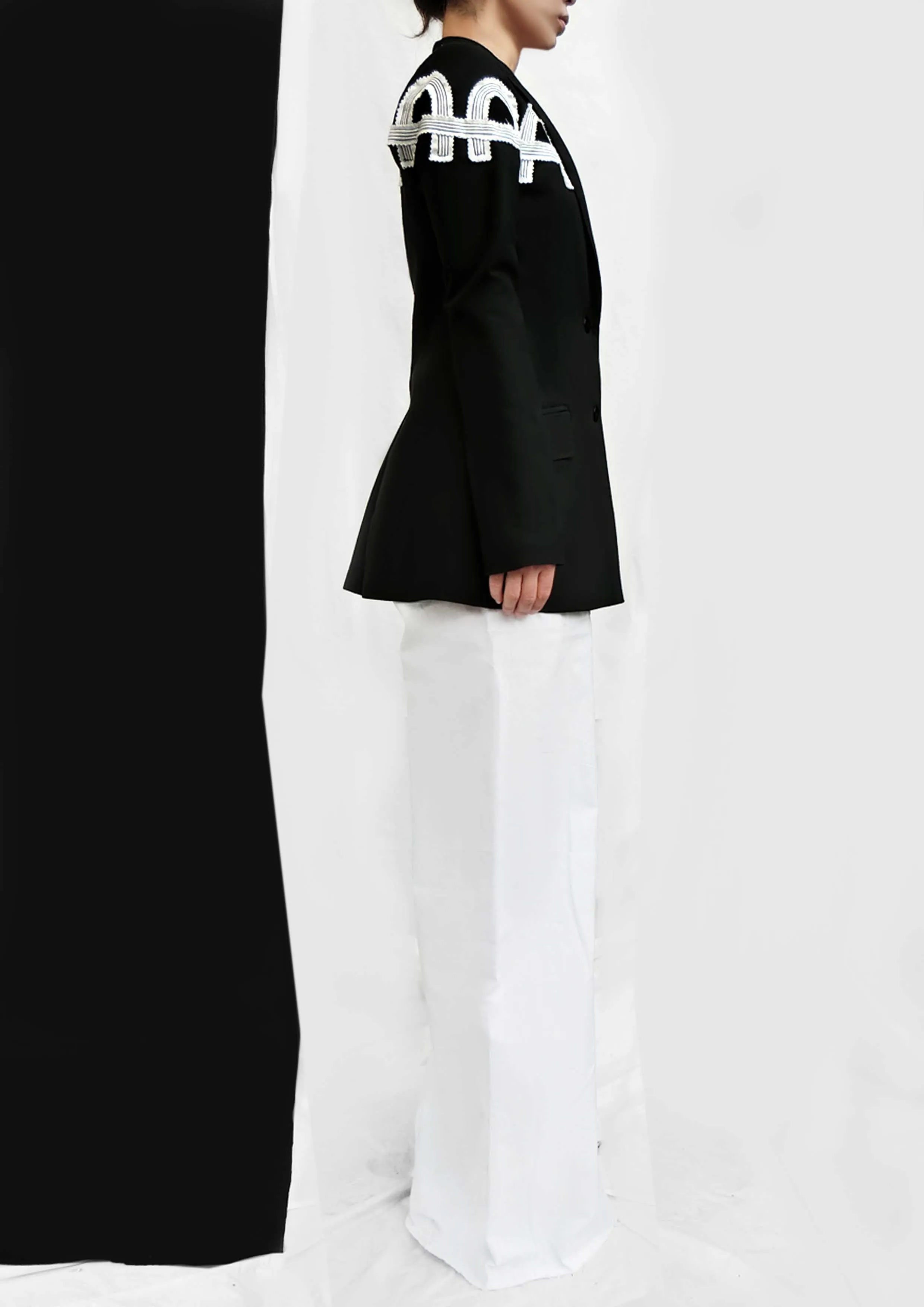 Black Arches Cotton Linen Jacket  Lightweight & Stylish