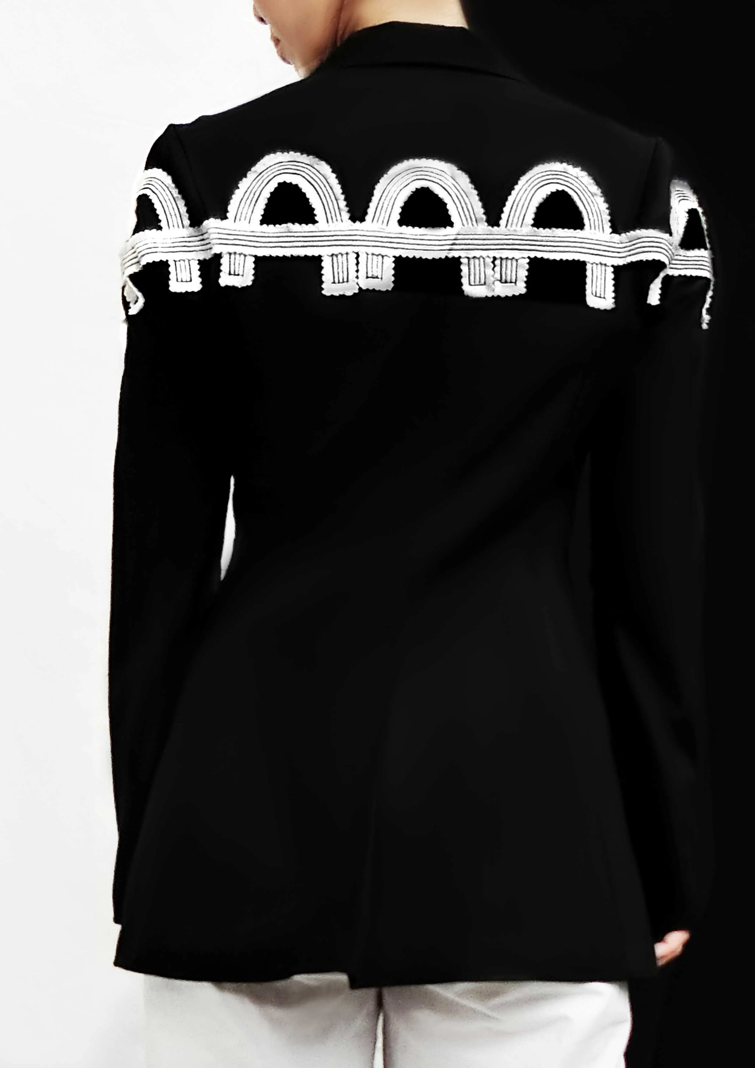 Black Arches Cotton Linen Jacket  Lightweight & Stylish
