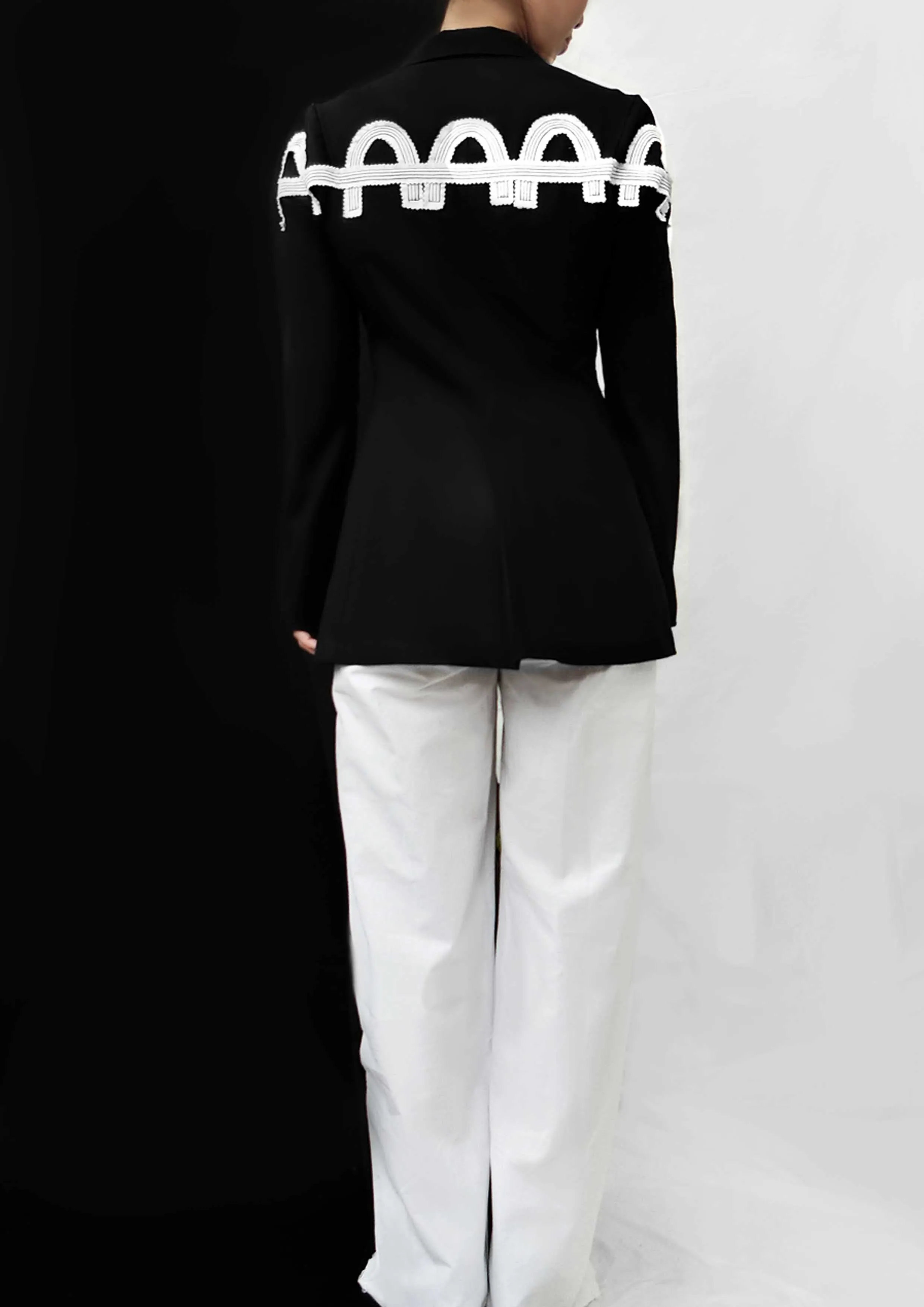 Black Arches Cotton Linen Jacket  Lightweight & Stylish