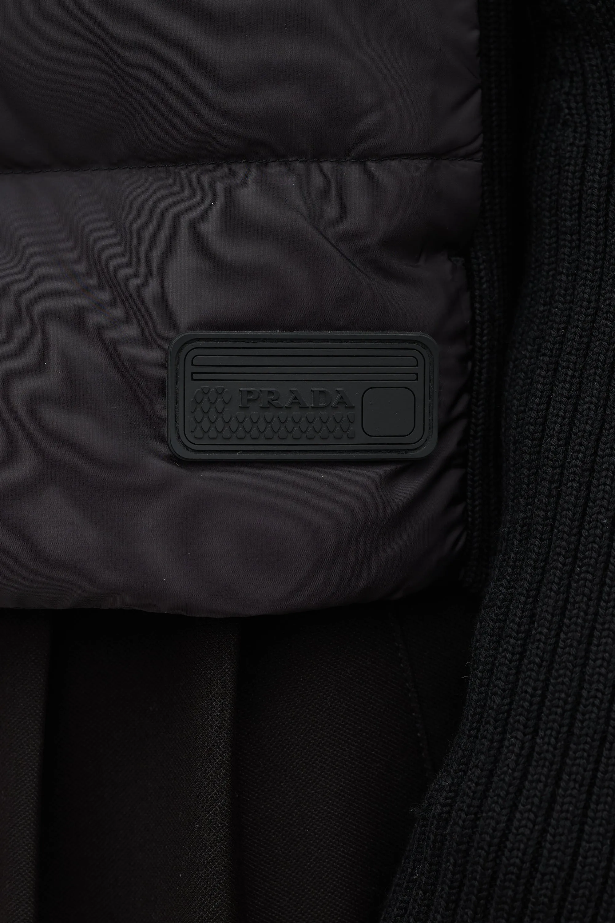 Black Down & Ribbed Knit Jacket