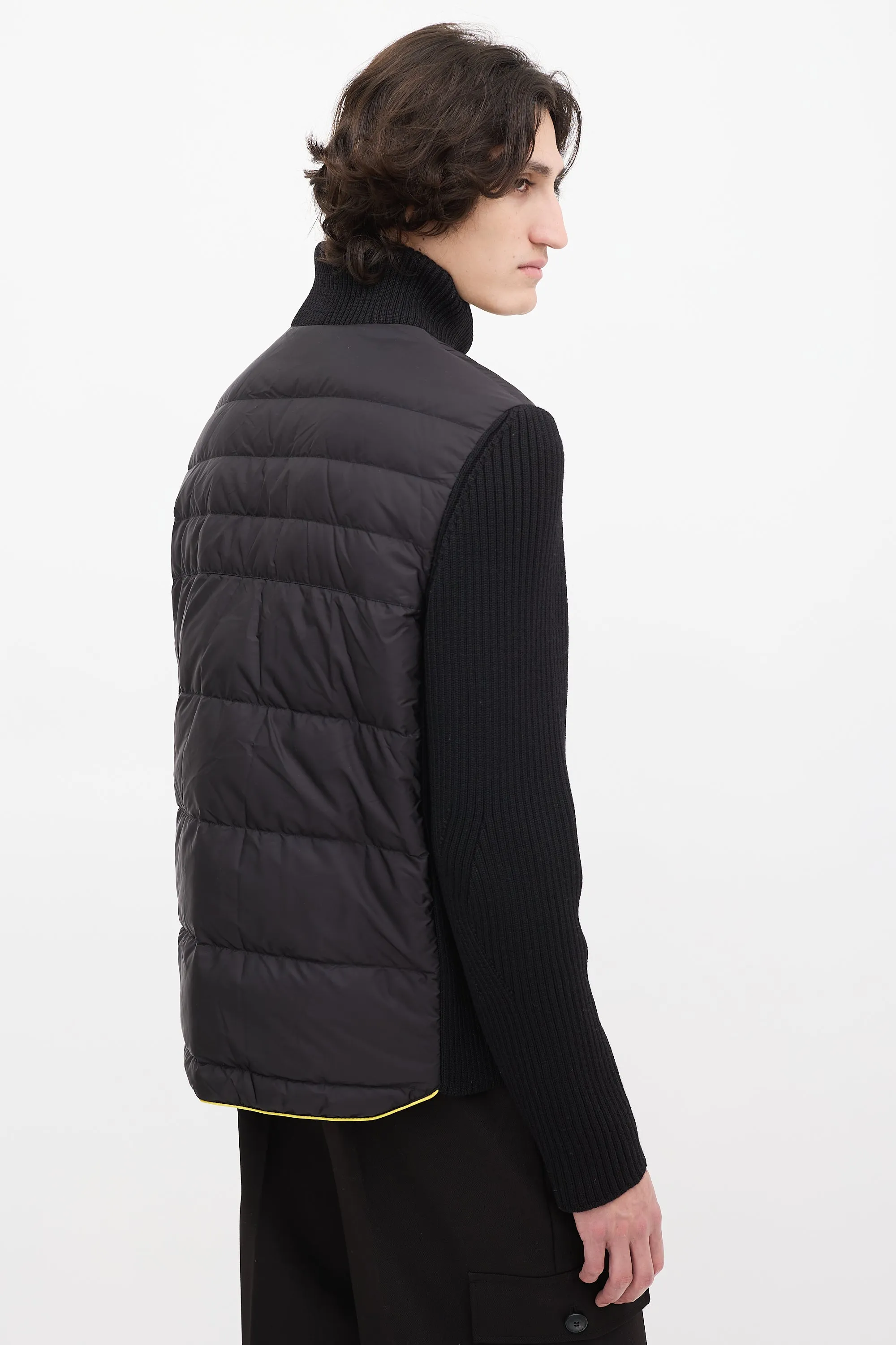 Black Down & Ribbed Knit Jacket