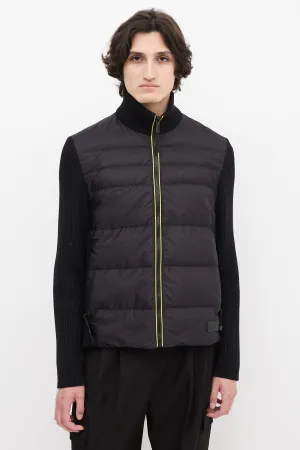Black Down & Ribbed Knit Jacket