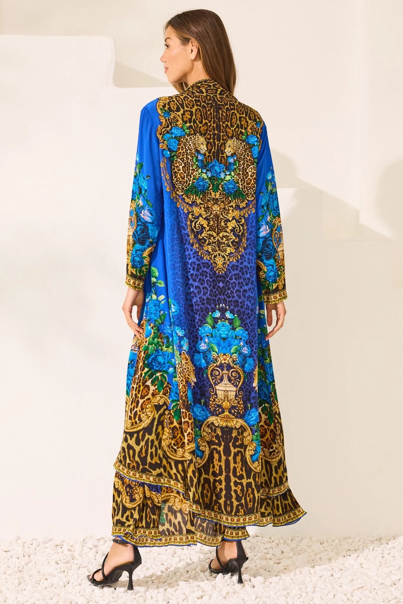 Blue Leopardess Long Jacket