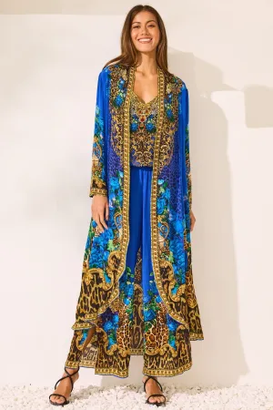 Blue Leopardess Long Jacket
