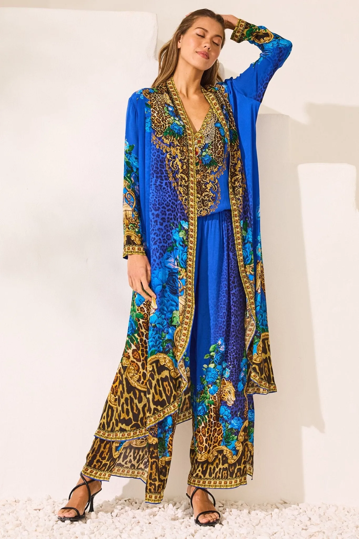 Blue Leopardess Long Jacket
