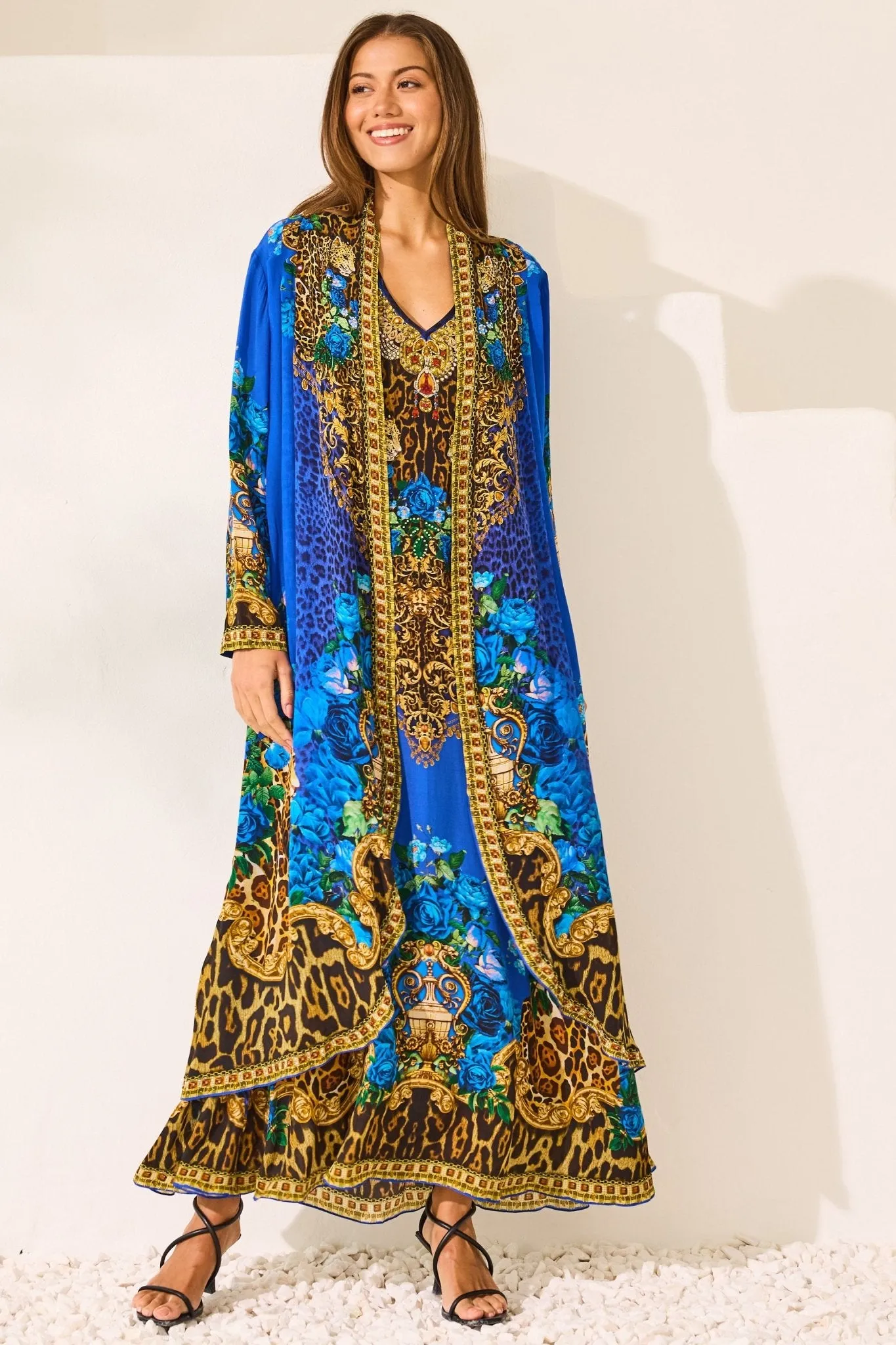 Blue Leopardess Long Jacket