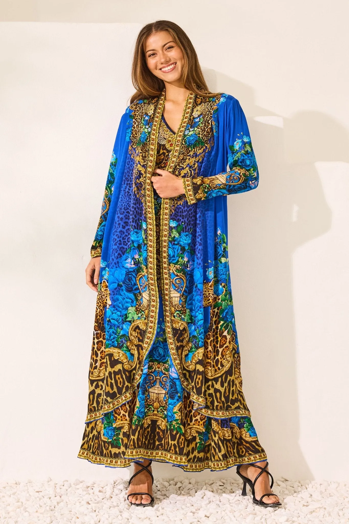 Blue Leopardess Long Jacket