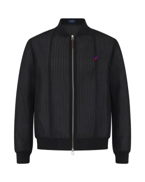 Catalino Barong Jacket in Piña Seda Stripes, black