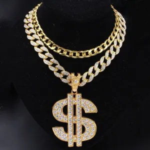 Double Layer Necklaces and Dollar Pendant Set