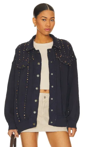 Free People x We The Free Keepin' On Trucker Jacket in Navy