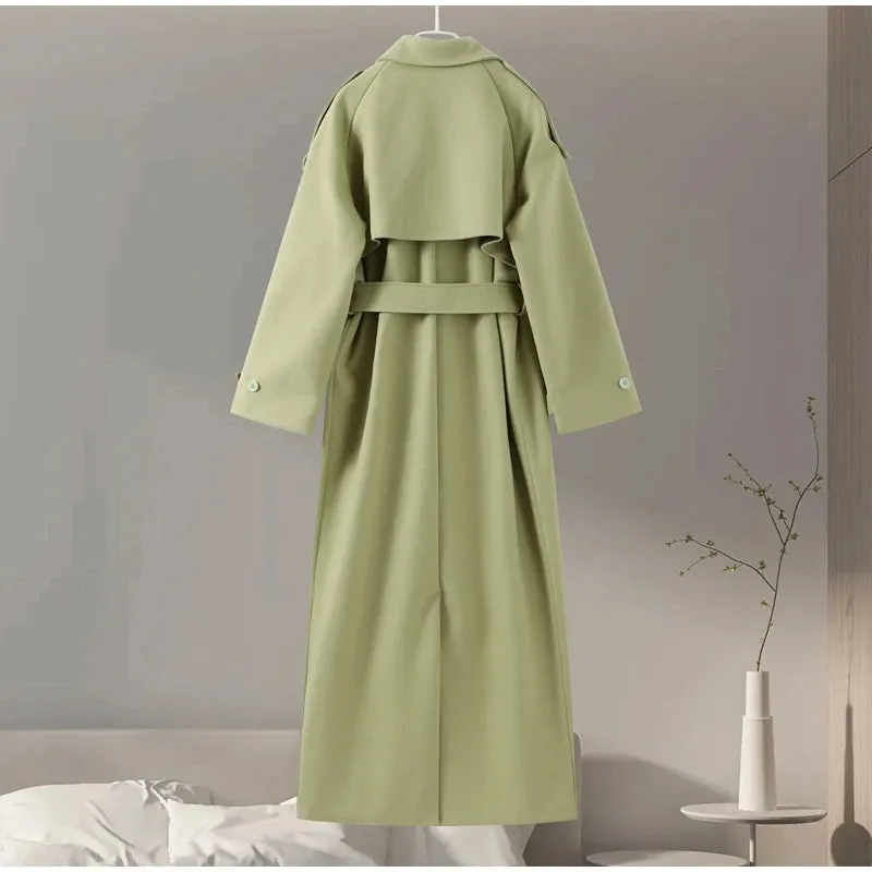 Lange Wolljacke Zweireihiger Mantel