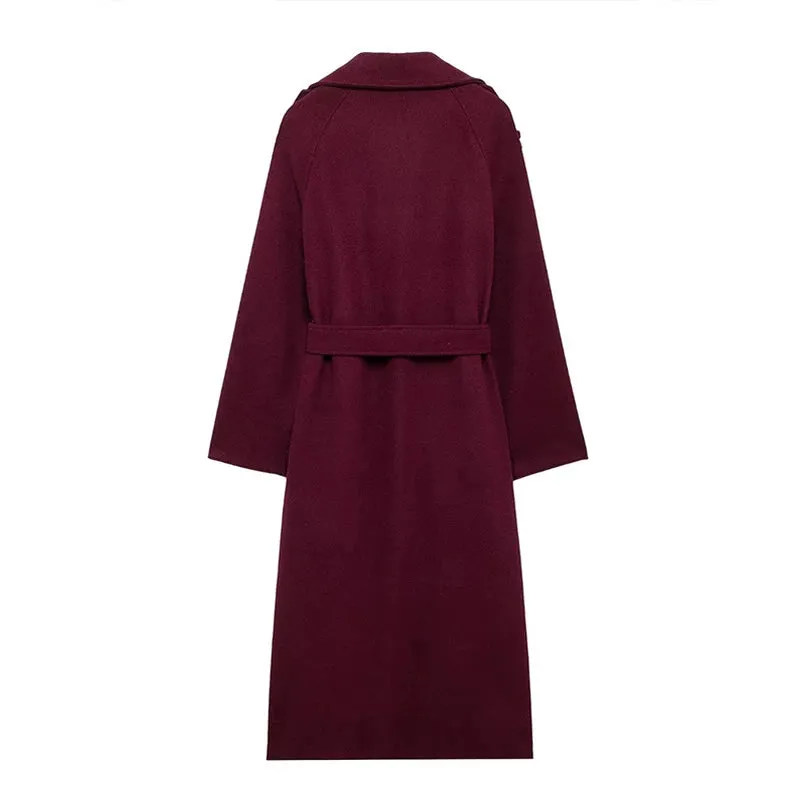 Lange Wolljacke Zweireihiger Mantel