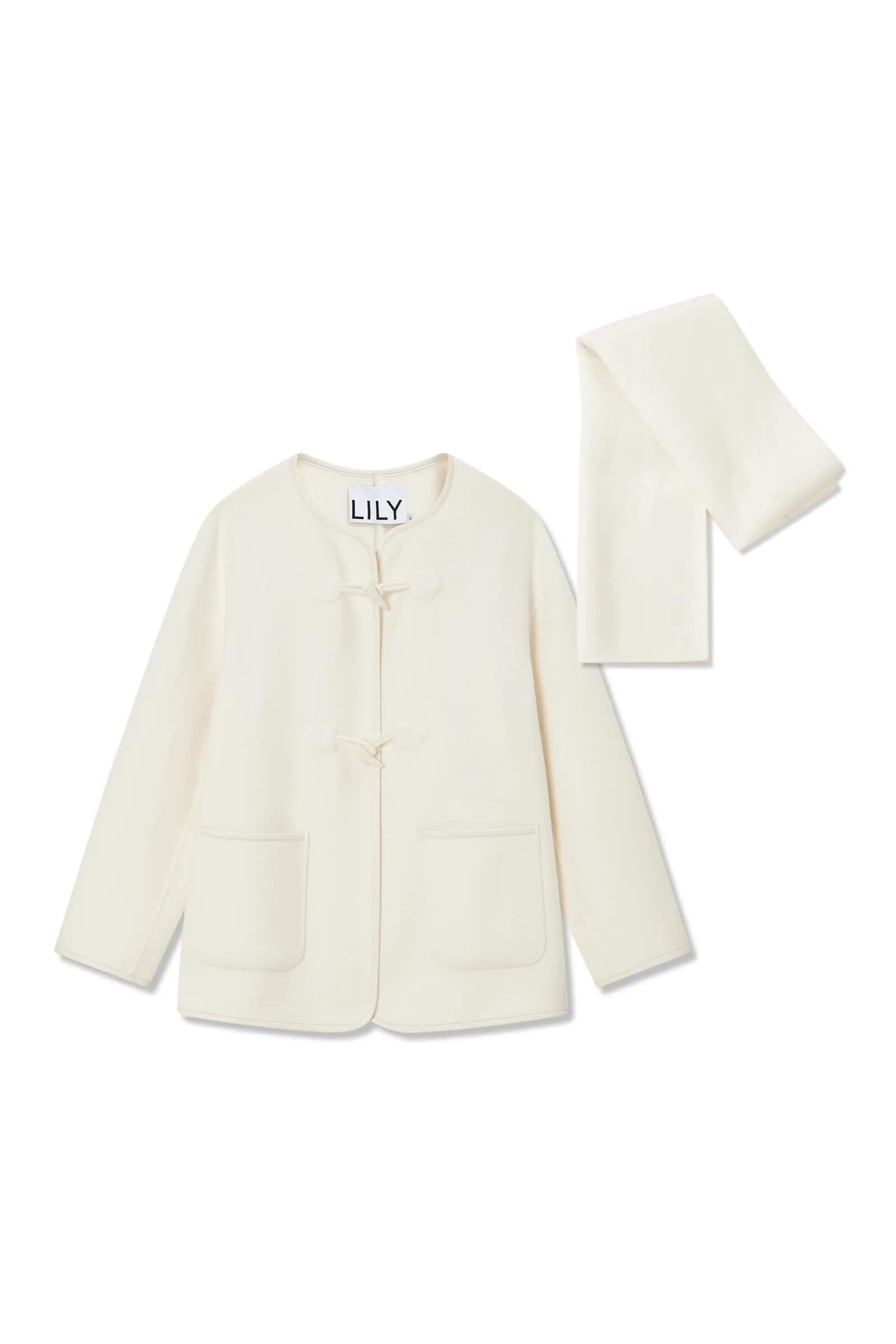 LILY Woolen Coat with Scarf
