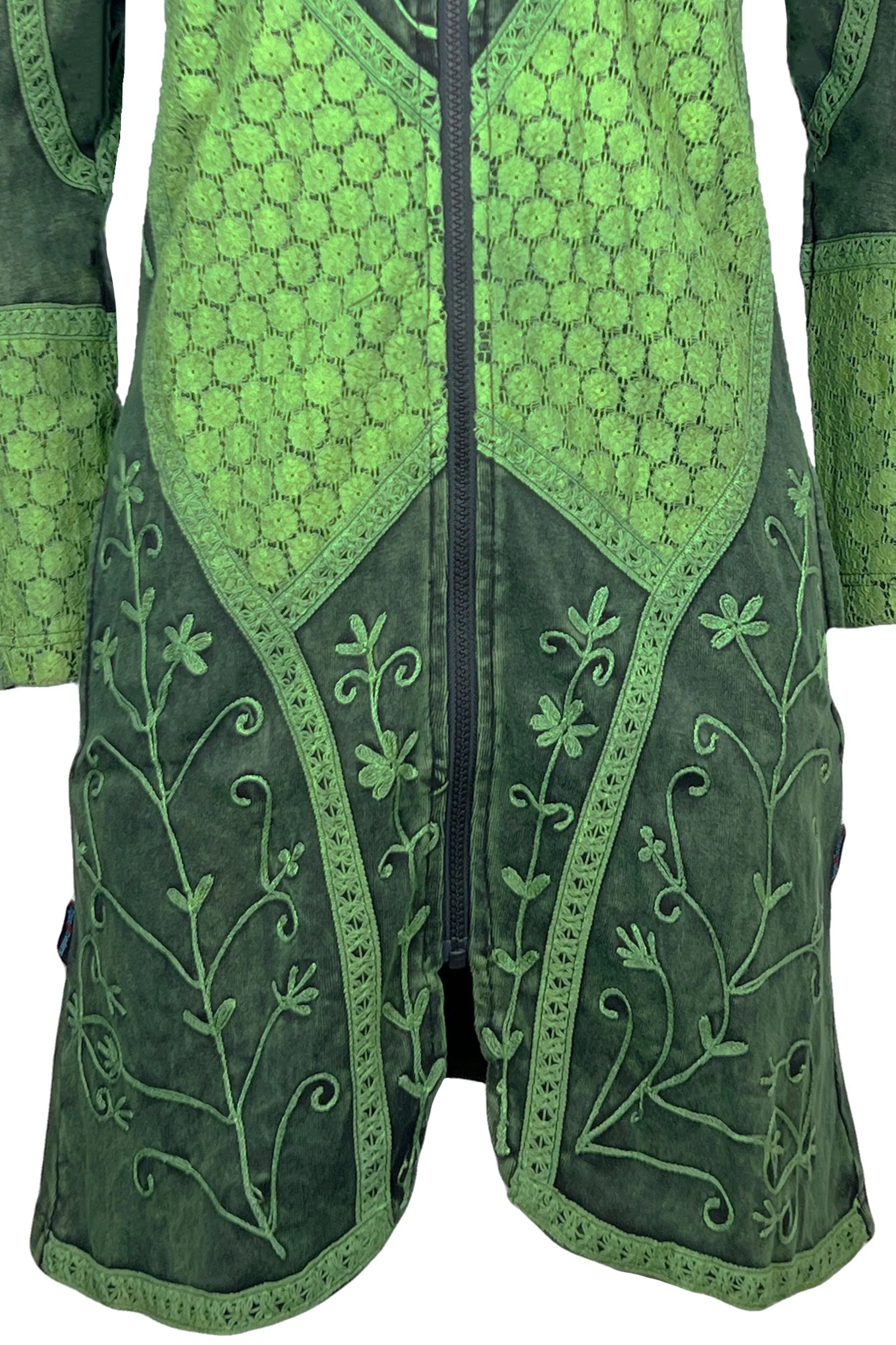 RJ 310L Bohemian Patched Embroidered Funky Boho Long Hoodie Jacket