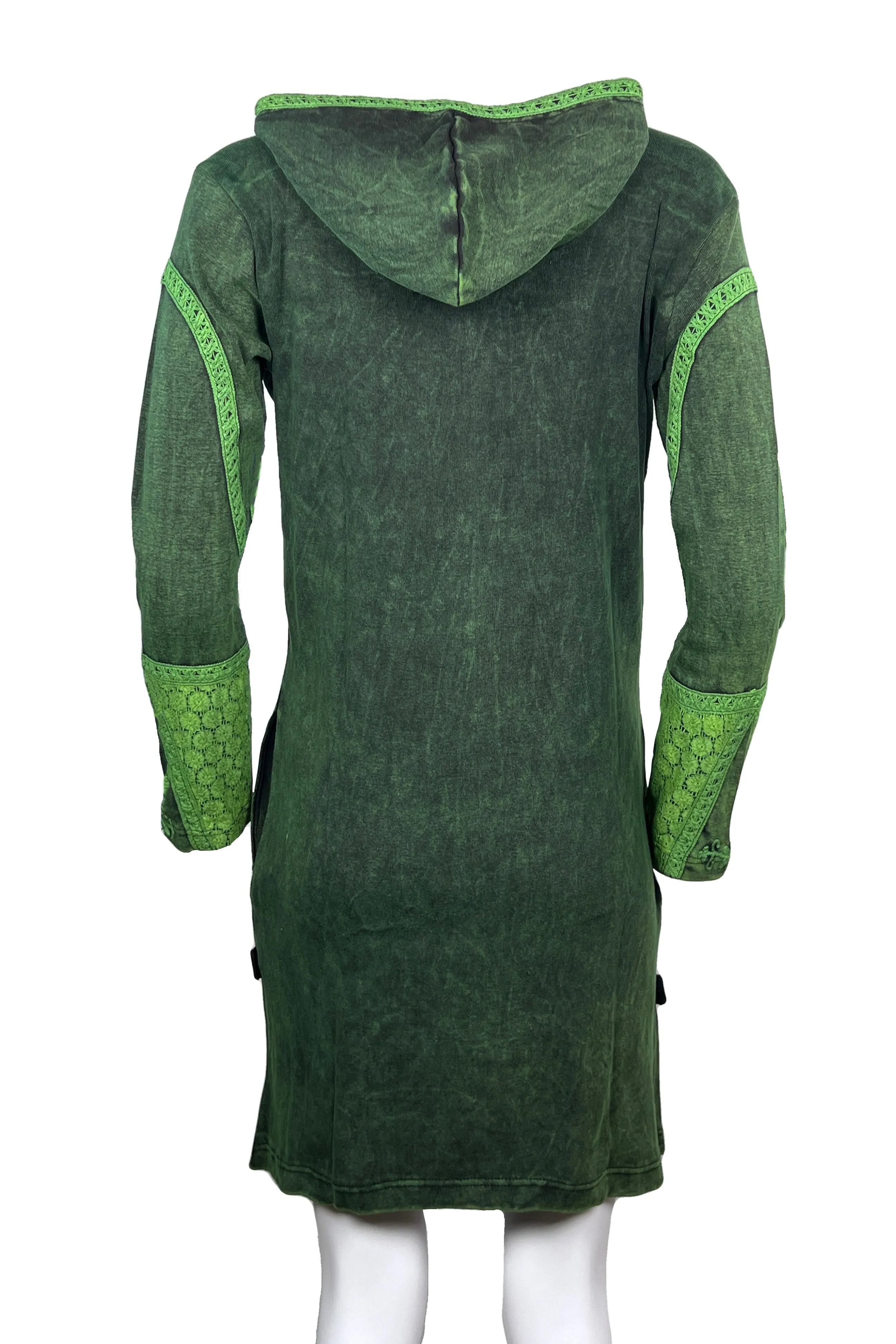 RJ 310L Bohemian Patched Embroidered Funky Boho Long Hoodie Jacket