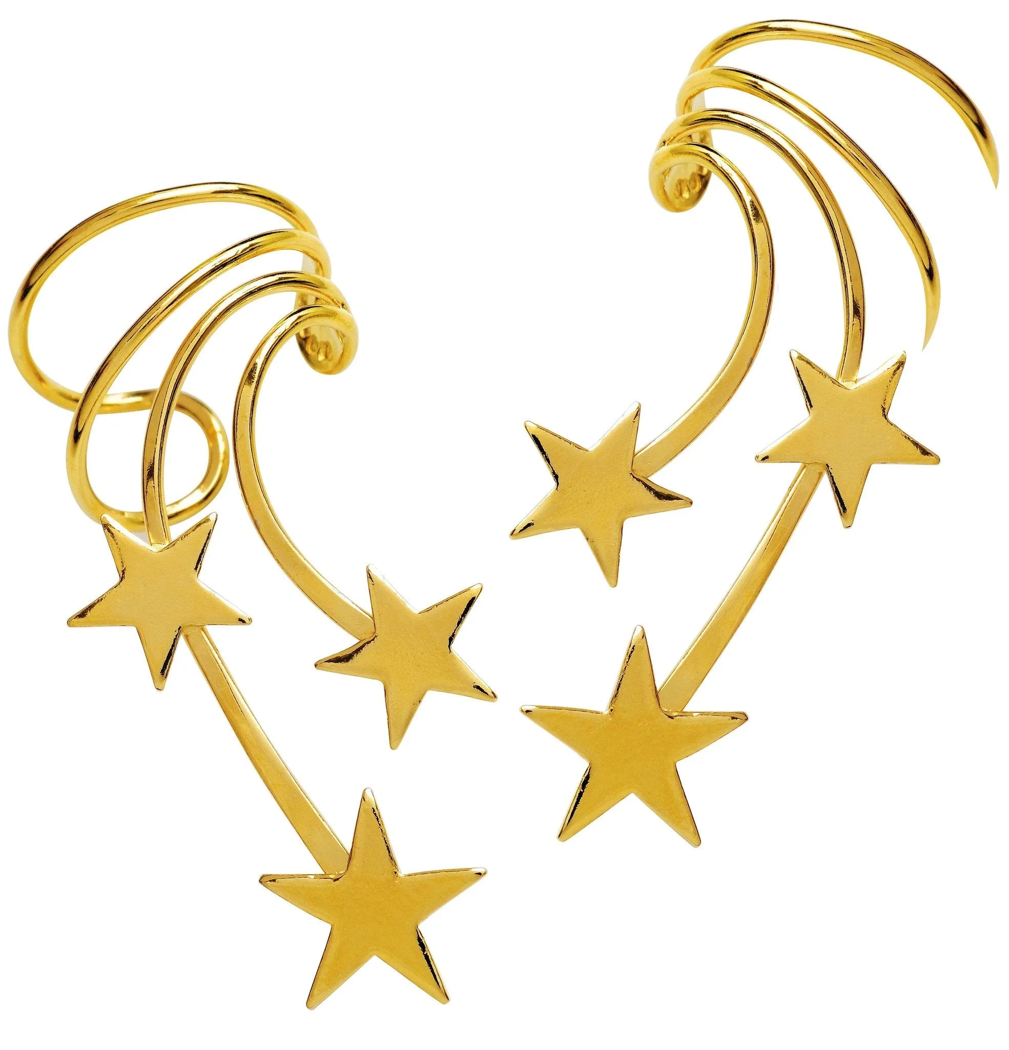 Shooting Star Long Wave 3 Star Ear Cuff