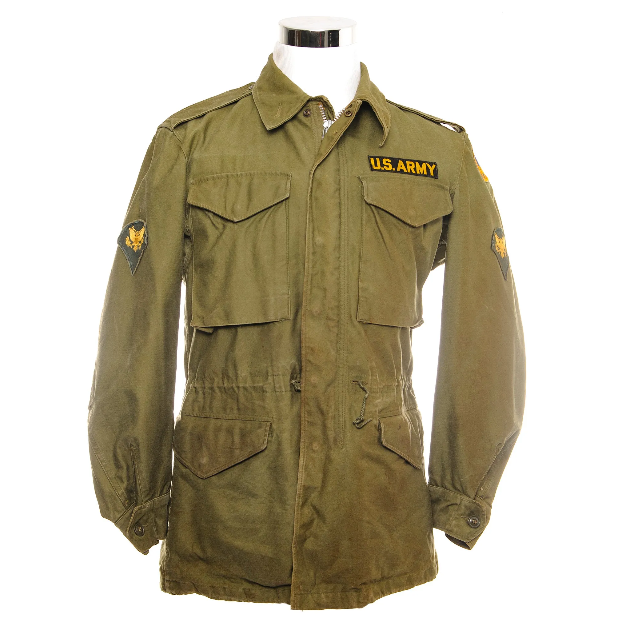 VINTAGE US ARMY M51 FIELD JACKET 1958 PATCHED SIZE XSMALL REGULAR